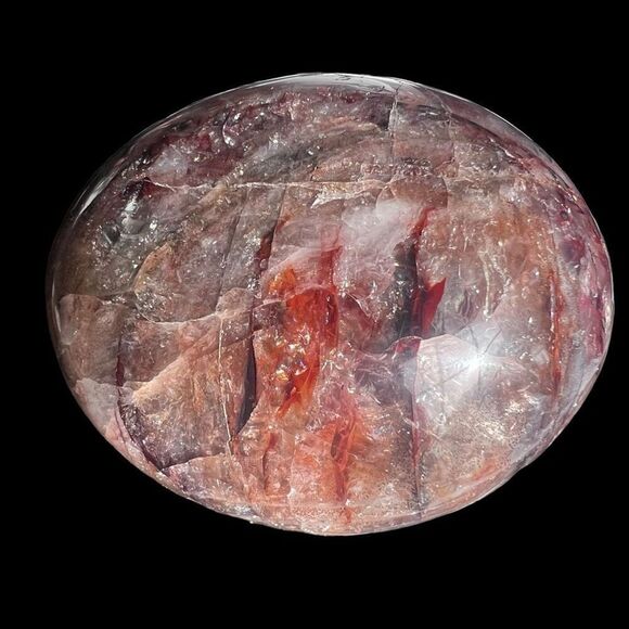 Fire Quartz Crystal Large Palmstone with‎ Rainbow Flash - Picture 12 of 12